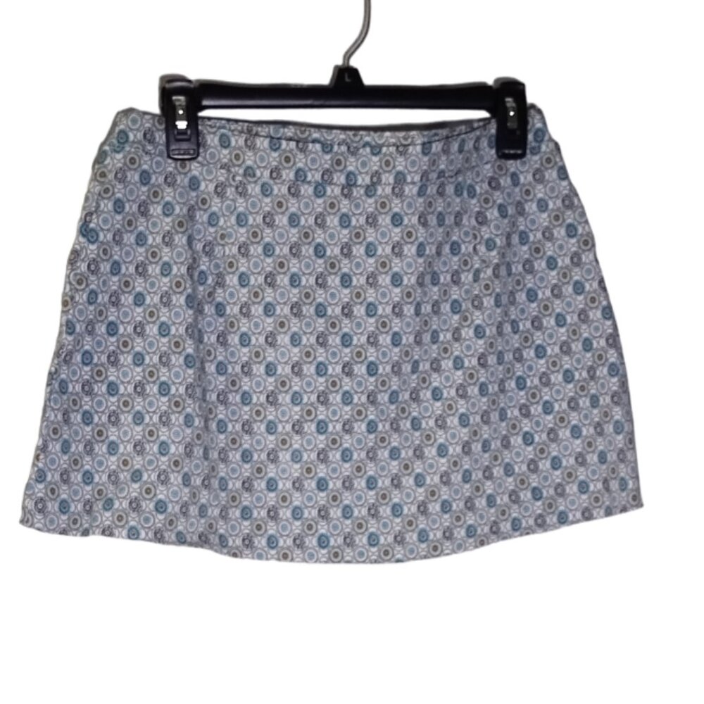 Margaret M Blue and White Printed Mini Skirt